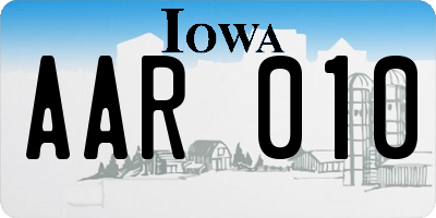 IA license plate AAR010