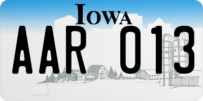 IA license plate AAR013