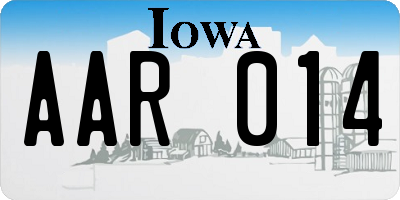 IA license plate AAR014