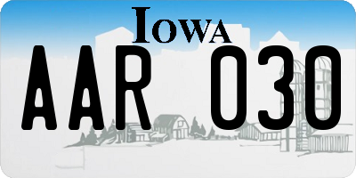 IA license plate AAR030