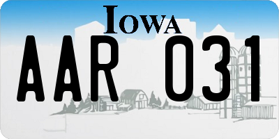 IA license plate AAR031