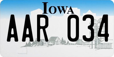 IA license plate AAR034