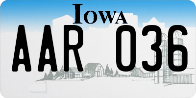 IA license plate AAR036