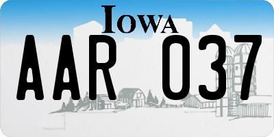 IA license plate AAR037