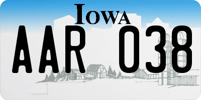 IA license plate AAR038