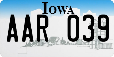 IA license plate AAR039