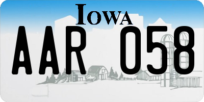 IA license plate AAR058