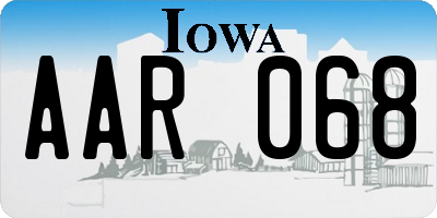 IA license plate AAR068