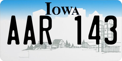 IA license plate AAR143