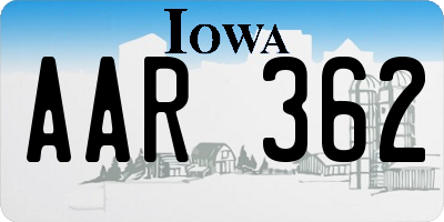IA license plate AAR362