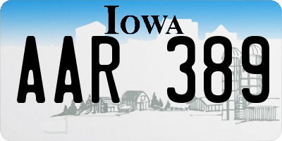 IA license plate AAR389