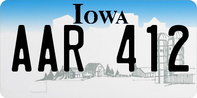 IA license plate AAR412