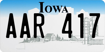 IA license plate AAR417