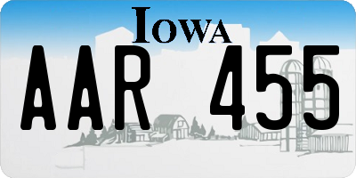 IA license plate AAR455