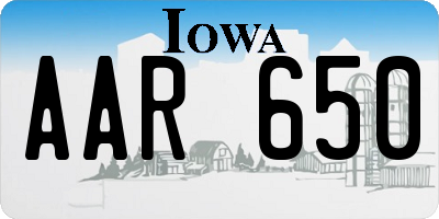 IA license plate AAR650