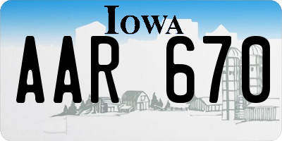 IA license plate AAR670