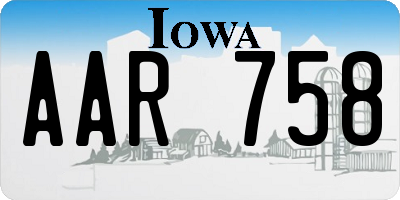 IA license plate AAR758