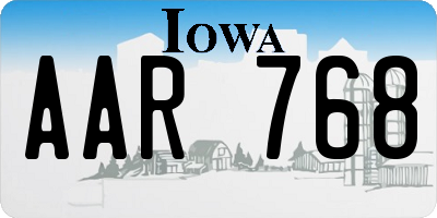 IA license plate AAR768