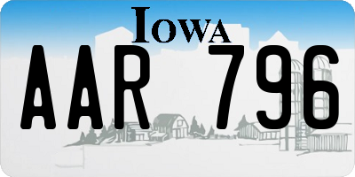 IA license plate AAR796