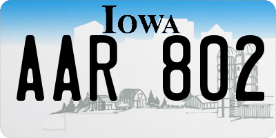 IA license plate AAR802