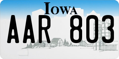IA license plate AAR803