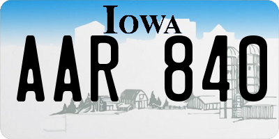 IA license plate AAR840