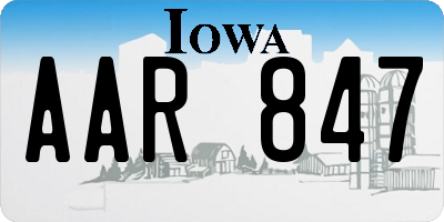IA license plate AAR847