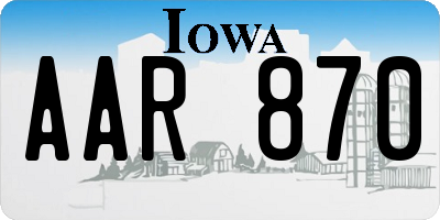 IA license plate AAR870
