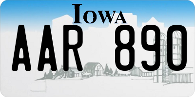 IA license plate AAR890