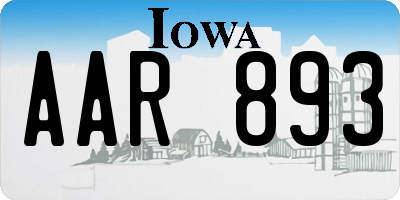 IA license plate AAR893