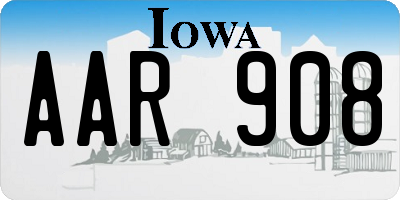 IA license plate AAR908