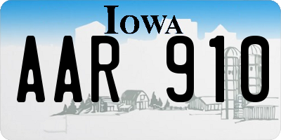 IA license plate AAR910