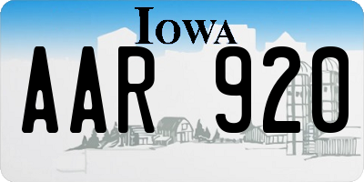 IA license plate AAR920