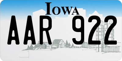 IA license plate AAR922