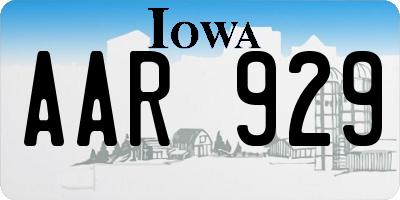 IA license plate AAR929