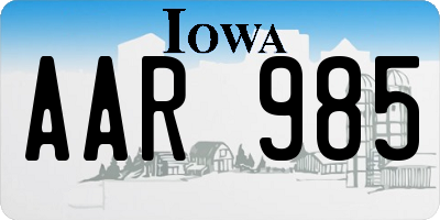 IA license plate AAR985
