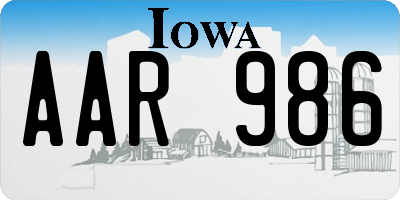 IA license plate AAR986