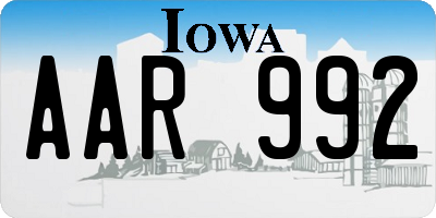 IA license plate AAR992