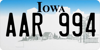 IA license plate AAR994