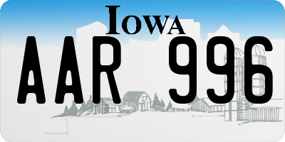 IA license plate AAR996