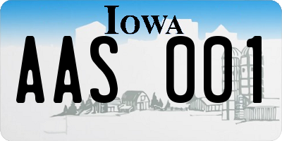 IA license plate AAS001