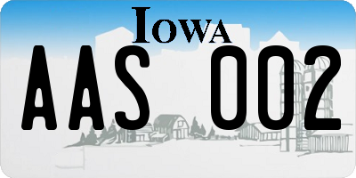 IA license plate AAS002