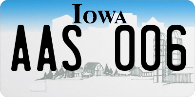 IA license plate AAS006