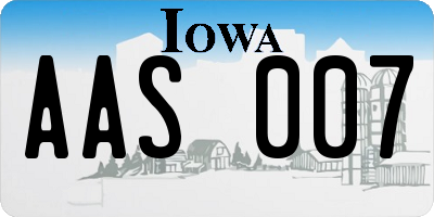 IA license plate AAS007