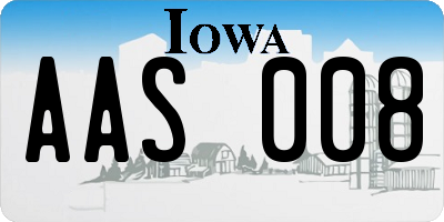 IA license plate AAS008