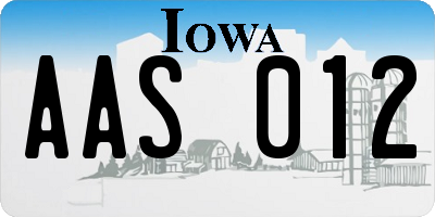 IA license plate AAS012