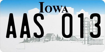 IA license plate AAS013