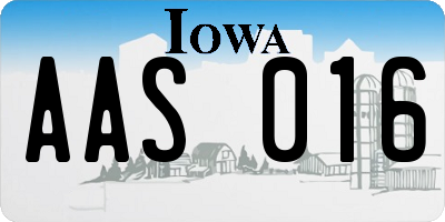 IA license plate AAS016