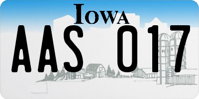 IA license plate AAS017