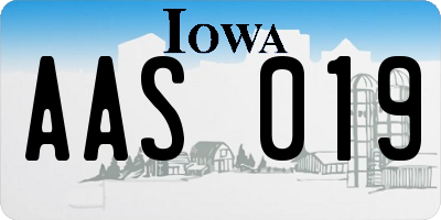 IA license plate AAS019